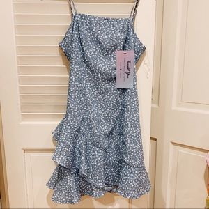 NWT Blue Floral Ruffle Summer Dress